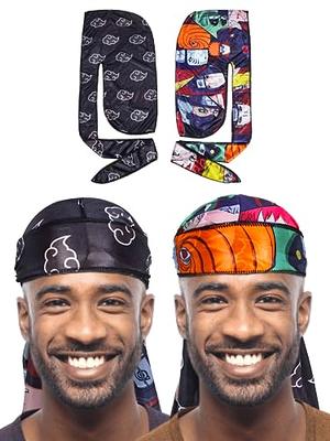 Premium Silky 360 Wave Builder Durag for Men- Extra Long Ties - Unisex -  Wide Strap - Durags for Men Waves- Fashion - Black