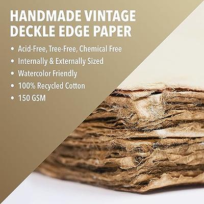 Handmade Antique Deckle Edge Blank Paper - A4 Size Package of 50