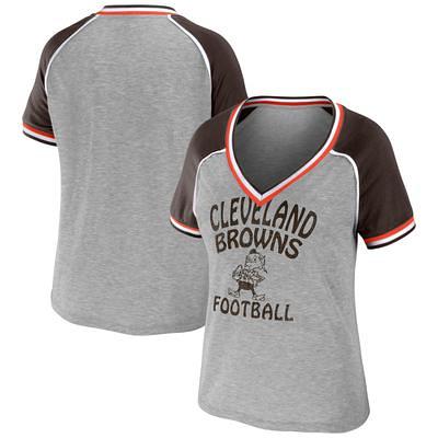 Women's Fanatics Branded Heather Gray Cleveland Browns First Team Cropped Lightweight Hooded Top Size: Small