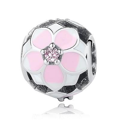 Pink Flower Bead Charm