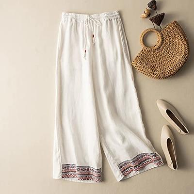 Summer Jogger Women Linen Blend Pants for Women Women's Denim Capri Pants  Linen Capri Pants for Women Pull On Work Pants Women's Bootcut Pants Plus  Crop Pants Hiking Pants Women Stretchy 