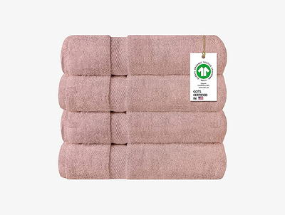 Delara Organic Cotton Luxuriously Plush Bath Towel Pack of 4 | GOTS & Oeko-Tex Certified | Premium Hotel Quality Towels | Feather Touch Technology