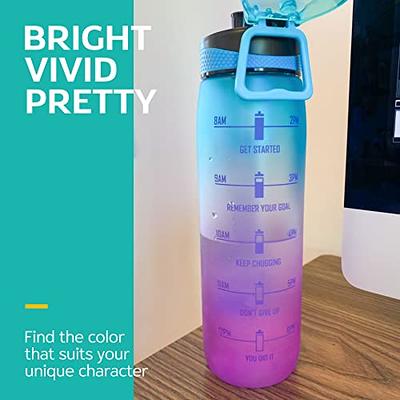 Elvira 32oz Motivational Fitness Sports Water Bottle with Removable Strainer Pink-Blue