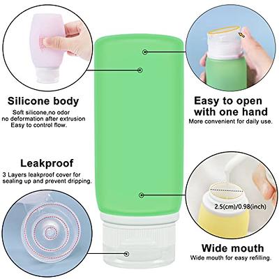 Leakproof Silicone Travel Bottles TSA Airline Carry-On Approved Refillable  Portable Liquid Containers for Shampoo, Conditioner, Lotion, Toiletries  (3oz, Pack of 5) Green+Gray+Pink+Purple+Clear