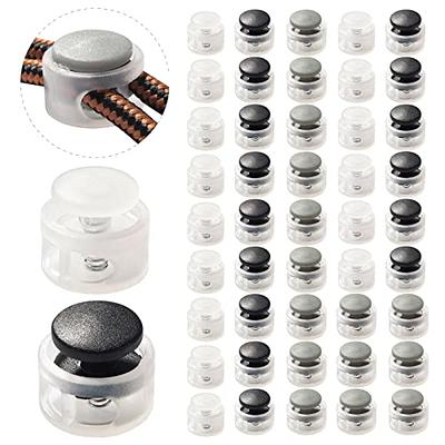 Double Elite 45 Pcs Plastic Cord Locks Cylinder Shape for Drawstrings,  Single Hole Cord Stops, Spring Cord Toggle for Hat