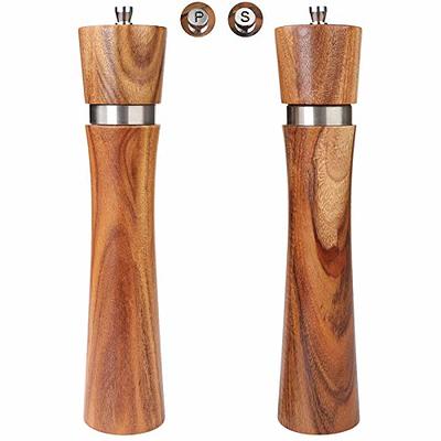 Salt and Pepper Grinder Set, Wood Pepper Mills, Wooden Salt Grinders  Refillable Manual Pepper Ginder with