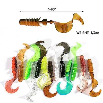 Dr.Fish 10 Pack Grub Fishing Lures 4 Soft Plastic Baits Worm Grub