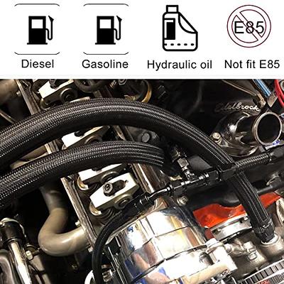  3/8 6AN 20FT, Nylon Stainless Steel Braided Fuel Line Oil/Gas/Fuel  Hose End Fitting Hose with 10PCS Swivel Fitting Adapter Kit - Black :  Automotive