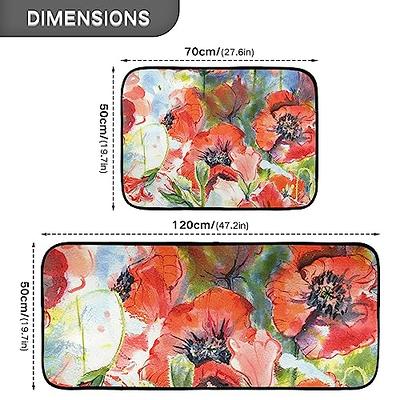 Artnice Kitchen Floor Mats 2 Piece,Floral Anti Fatigue Kitchen