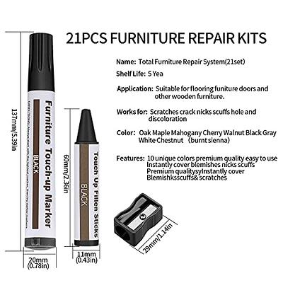 YCZ Furniture Repair Kit,Wood Touch Up Pens,Laminate Scratch Repair,Wax  Sticks for Wood Repair,Furniture Markers Touch Up,Set of 17-Markers and Wax