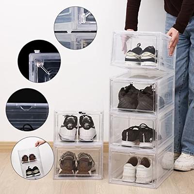 SEE SPRING X-Large 12 Pack Shoe Storage Box, Clear Plastic Stackable Shoe  Organizer for Closet, Shoe Sneaker Containers Bins Holders Fit up to Size  13 (Black) - Yahoo Shopping