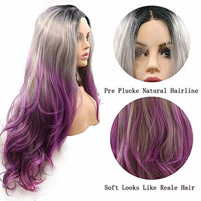 3 Tones Blonde Purple Black Ombre Long Body Wave High Temperature