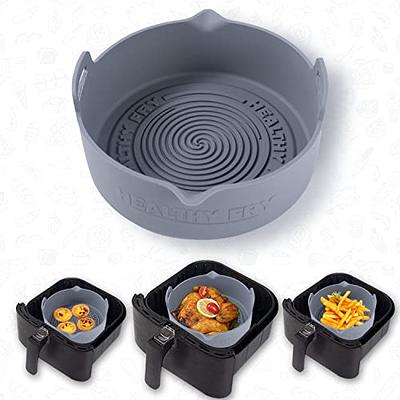  Air Fryer Silicone Grill Pan（2023 Latest Model）, Collapsible  Silicone Grill Pan, Silicone Air Fryer Liner 7.9 inch Reusable, 3D Oil  Draining Design, Foldable Air Fryers Silicone Baking Tray : Home 