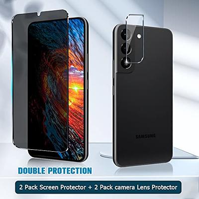  amFilm Privacy Screen Protector Samsung Galaxy S22 Plus 5g 6.6  inch, Samsung Galaxy S22 + 5g 6.6 inch with 2 Pack Camera Lens Protector,  Fingerprint ID Compatible, Easy Installation, Hybrid, 2+2