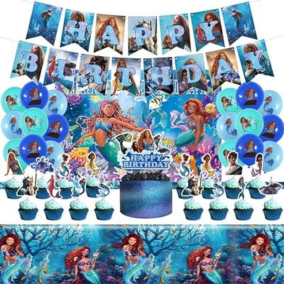Little Mermaid Birthday Party Supplies Mermaid Birthday Party Decorations  Include Backdrop, Tablecloth, Birthday Banners, Cake Decoration, 24 Cupcake  Toppers for Little Mermaid Party Favors - Yahoo Shopping