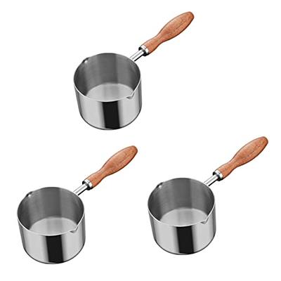 Kichvoe Butter Small Metal Sauce Pot Handle Oil Pot Coffee Milk Warmer Pot  Pour Oil Small Pan with Handle Spout Small Pot Melting Pot Seafood Boil Pot