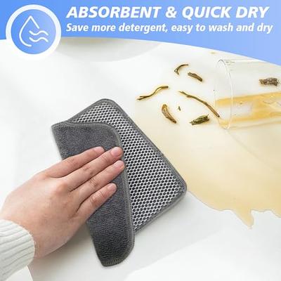 Microfiber Dish Cloth for Washing Dishes Dish Rags Best Kitchen Washcloth Cleaning  Cloths with Poly Scour Side