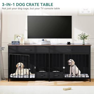 Entertainment Center Dog Kennel TV Stand Double Barn Door Dog Crates Media  Console 