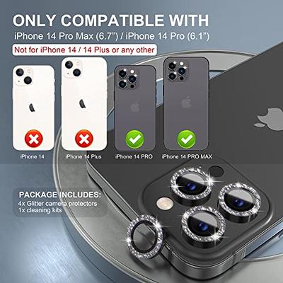 For iPhone 14 Pro Max,Plus Metal Ring Tempered Glass Camera Lens Protector  Cover