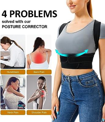Adjustable Shape Chest Clothes Back Support Posture Correction Brace Belt  Women Invisible Chest Brace,Black-Small