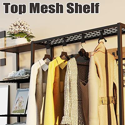 IRONCK Garment Racks with Shelves 4 Drawers and 8 Hooks Heavy Duty Closet Organizer for Hanging Clothes, Freestanding Closet Wardrobe Rack, Vintage