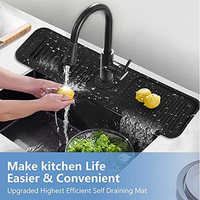 Burfocus Kitchen Sink Splash Guard, Silicone Faucet Handle Drip Catcher  Tray Silicone Faucet Mat Kitchen Sponge Holder for Kitchen Sink Accessories  Sink Protectors for Kitchen Sink （Black24 x 5.5） - Yahoo Shopping