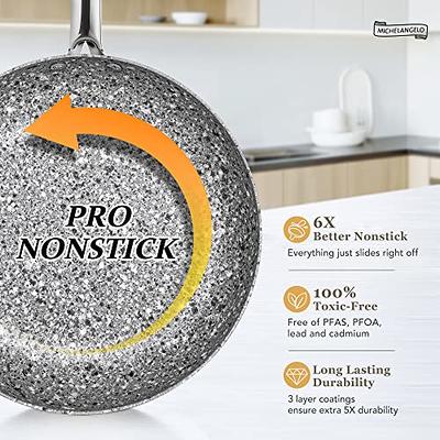 CAROTE Nonstick Frying Pan Skillet,10 Inch Non Stick Granite Fry Pan with  Glass Lid, Egg Pan Omelet Pans, Stone Cookware Chef's Pan, PFOA Free