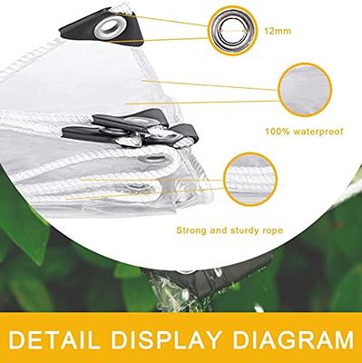 Clear Waterproof Tarp Heavy Duty PVC Tarpaulin with Grommets Outdoor Plant  Cover