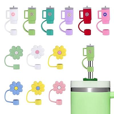 Tovly 6PCS Straw Cover Cap Stanley Cup Accessories Initial Personalized  Letter Charms Reusable 10mm Flower Silicone Straw Tips Lids Protectors  Stanley