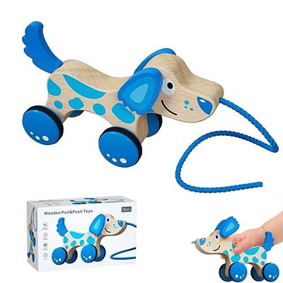 Wooden Dog Pull Toy for Kids Pull Along Toy for 1 Year Old Wooden