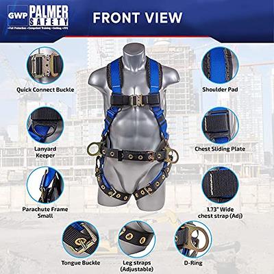 Harness 5pt. Back Padded, QCB Chest, Tongue & Buckle Leg Straps, Back/Side  D-Rings, Positioning Belt. – Palmer Safety