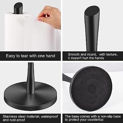Black Stainless Steel Paper Towel Holder - Weighted Base, One-Handed