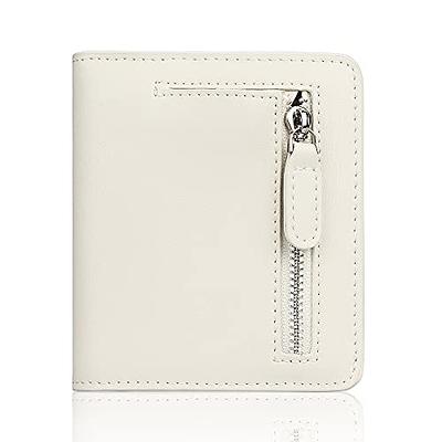 Small Wallet For Women Vegan Leather Compact Bifold Zipper Pocket