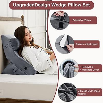OasisCraft Bed Wedge Pillow, Adjustable 8&12 Inch Folding Memory Foam  Sleeping Pillow Incline Cushion System for Legs and Back Pain with Washable