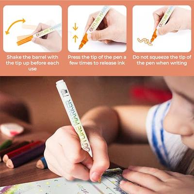 8pcs /Set Outline Marker Creative Metallic Double Lines Art Markers Drawing  Pens for Cards Making Lettering Stationary