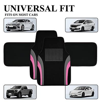 CAR PASS Heavy Duty Rubber Floor Mats Pink 4-Piece Car Mat Set - Universal