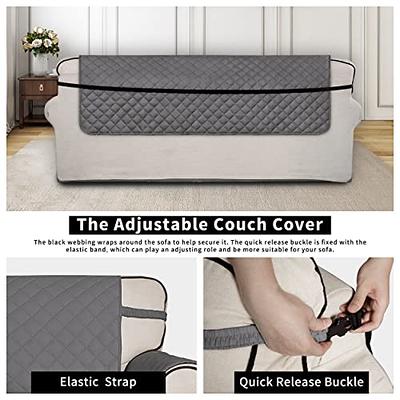 RHF Couch Cover Anti-Slip Sofa Covers for Leather Sofa Couch Covers for 3 Cushion  Couch Sofa Furniture Protector Couch Cover for Dogs Pets Kids Sofa Slipcover  with Elastic Straps (Sofa: Chocolate) 
