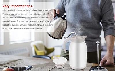 Stainless Steel Thermal Coffee Carafe Dispenser, Unbreakable Double Wall  Vacuum Thermos Flask Large Capacity 40oz 1.2L Water Tea Pot Beverage Pitcher  (White) - Yahoo Shopping