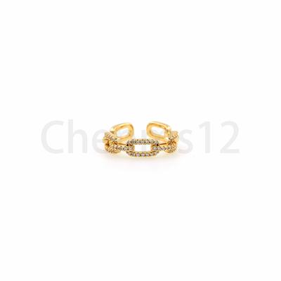 Adjustable Diamond Chain Ring Yellow Gold