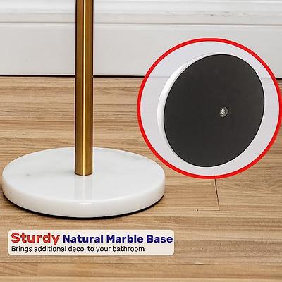 Free Standing Gold Toilet Paper Holder Stand White Marble Base and