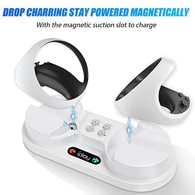  Controller Charging Dock for PS5 VR2, PSVR 2 Charging Station  with VR Headset Holder Display Stand, PS VR2 Controller Charger for PSVR2  Accessories with Led Indicator, 2 Magnetic Clasp & Type-C