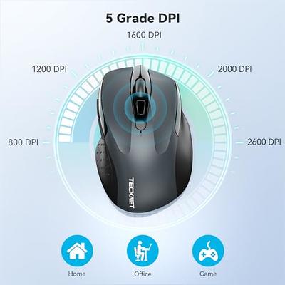  TECKNET Wireless Mouse, 2.4G Ergonomic Optical Mouse, Computer  Mouse for Laptop, PC, Computer, Chromebook, Notebook, 6 Buttons, 24 Months  Battery Life - Blue : Electronics