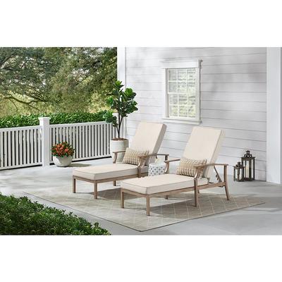 Hampton Bay Beachside Rope Look Wicker Outdoor Patio Chaise Lounge With Cushionguard Almond Tan Cushions 2 Pack Yahoo Shopping