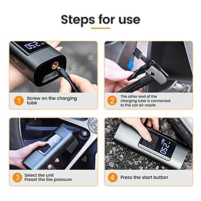 2 In 1 Wireless Electrical Air Pump + 6000mAh Power Bank Mini Air  Compressor Rechargeable Tire Inflator Pump