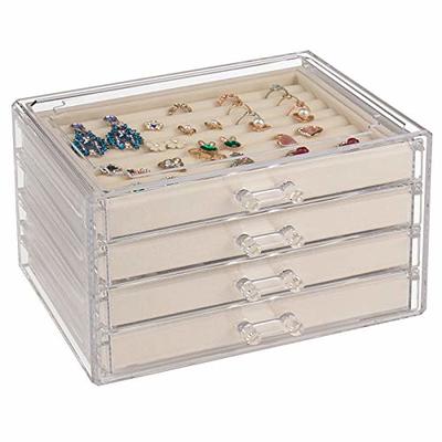 Weiai Acrylic Jewelry Organizer, Clear Jewelry Box with 4 Drawers