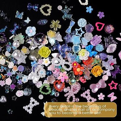 3D Assorted Pearls Gems Nail Charms Kit Multi Color Heart Flower Butterfly Bow  Moon Nail Charms Pink White Heart Star Bows Round Pearls Nail Charms for  Manicure DIY Crafts Jewelry Accessories 