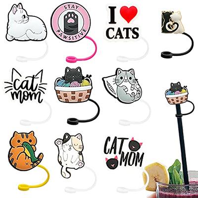 Reusable Drinking Straw Covers 12pcs Food Grade Silicone Straw Covers Cap Cute Animals Straw Toppers Dust-proof Portable Straw Protector Suitable for