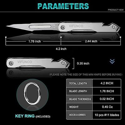 Mini Retractable Box Cutter Keychain Multitool Envelope Opener Tool Small  EDC Pocket Utility Knife With 10pcs Replaceable Blades - AliExpress