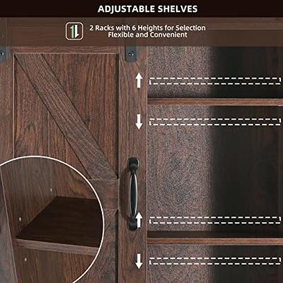  RUSTOWN Farmhouse Wood Wall Storage Bathroom Cabinet with  Sliding Barn Door, Rustic Medicine Cabinet with Adjustable Shelf, 3-Tier  Vintage Cabinet for Kitchen Dining, Bathroom, Living Room (Walnut) : Home &  Kitchen