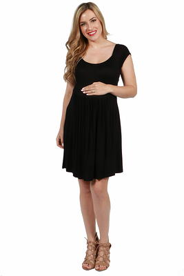 24seven Comfort Apparel Knee Length A Line Elbow Sleeve Maternity Dress